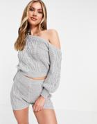 Skylar Rose 2 Piece Cable Knit Sweater And Shorts Set In Gray-grey