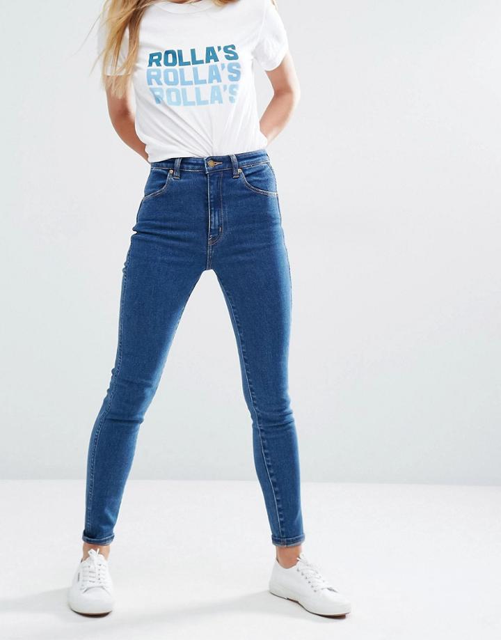 Rolla's Eastcoast High Rise Ankle Grazer Skinny Jeans - Blue