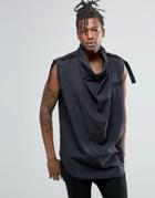 Asos Sleeveless Shirt With Cowl Neck And Strap Detail - Black