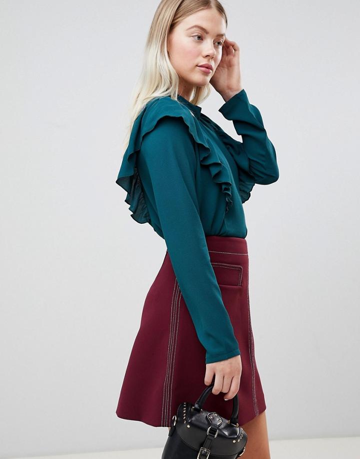 Jdy Ditte Frill Side Blouse - Green