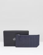 Saville Row Leather Long Card Holder With Metallic Inner - Blue