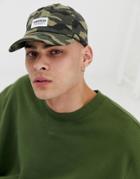Asos Design Baseball Cap In Camo Print With 'mmxvi' Patch - Green