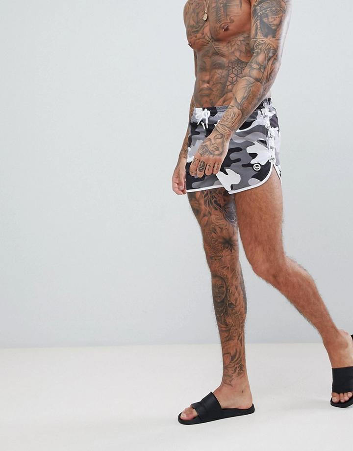 Hype Runner Swim Shorts In White Camo - White