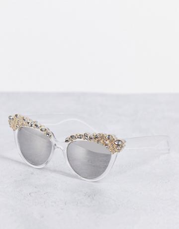 Aj Morgan Princess Mano Cat Eye Sunglasses-white