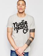 Nudie Jeans Crew Neck Logo Print - Gray
