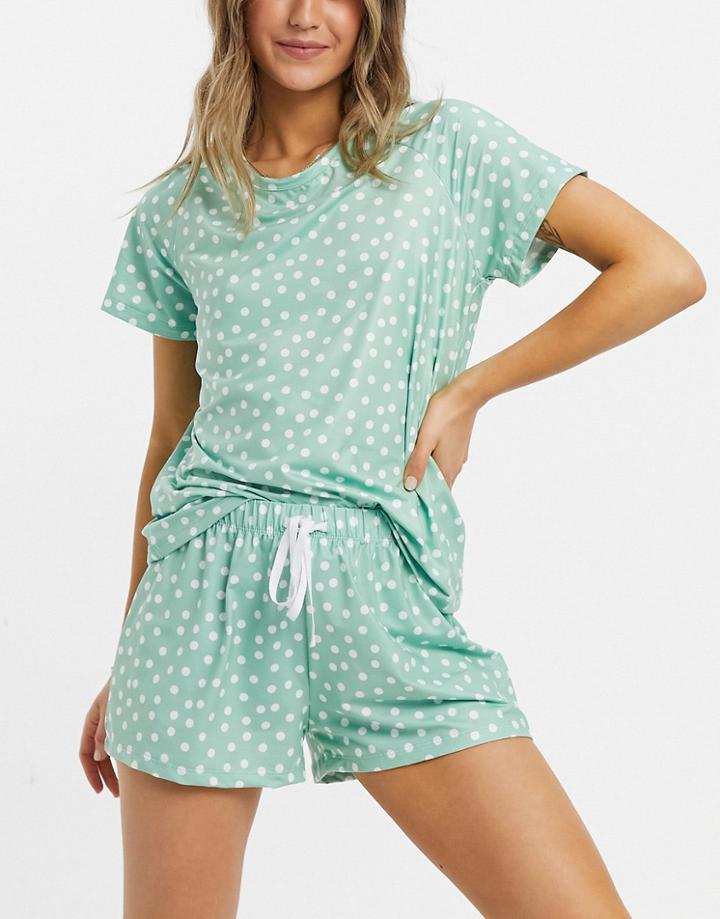 Loungeable Blue Spot T-shirt Set With Shorts-blues