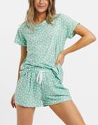 Loungeable Blue Spot T-shirt Set With Shorts-blues
