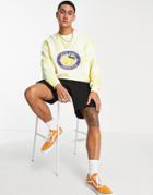 Asos Design Oversized Sweatshirt In Yellow Tie Dye With Lemon Print