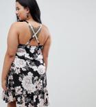 Nvme Floral Skater Dress With Cross Back - Multi