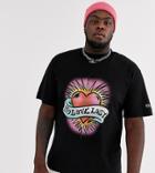 Collusion Plus Oversized T-shirt With Love Heart Print-black