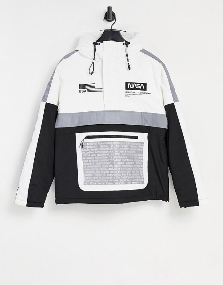 Pull & Bear Nasa Overhead Jacket In White