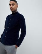 Asos Design Slim Fit Stretch Cord Shirt In Navy