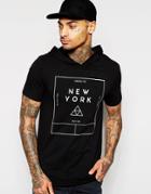 Asos Muscle T-shirt With Typographic Print And Hood - Black