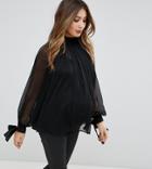 Asos Maternity Floaty High Neck Blouse - Black