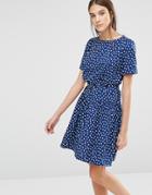 Trollied Dolly Heart Print Drop Dead Gorgeous Dress - Navy