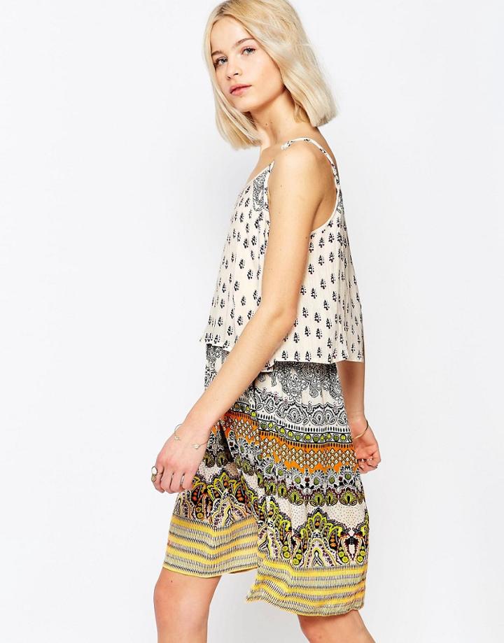 Brave Soul Mixed Print Overlay Sun Dress - Multi