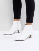 Asos Reanne Leather Kitten Heel Boots - White