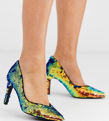 Simply Be Extra Wide Fit Zana Pumps In Multi Sequin