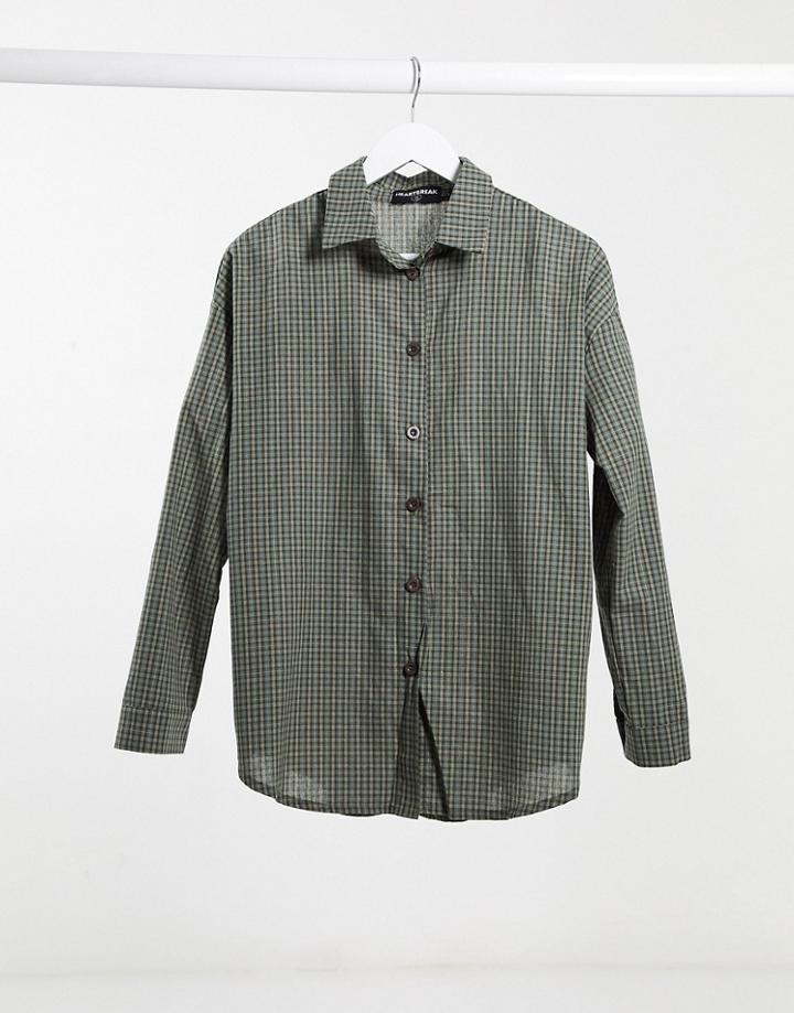 Heartbreak Oversized Checked Shirt In Gray-multi