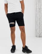Asos Design Skinny Jersey Shorts With Snake Print In Black - Black