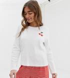 Asos Design Petite Mix & Match Cherry Embroidered Pyjama Long Sleeve Top - Multi
