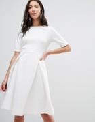 Traffic People Pleated Skater Dress - White