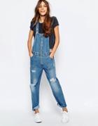 Pull & Bear Zip Front Overalls - Blue