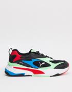 Puma Rs-fast Sneakers In Black And Neon Green