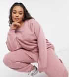 Asos Design Curve Tracksuit Oversized Sweatshirt With Embroidery / Oversized Sweatpants In Pink Heather