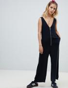 Nobody's Child Zip Front Relaxed Jumpsuit - Black