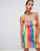 Boohoo Rainbow Ring Detail Bodycon Dress - Multi