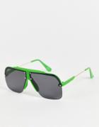 Topshop Color Block Aviator Sunglasses In Green