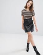Monki Utility Faux Leather Mini Skirt - Black