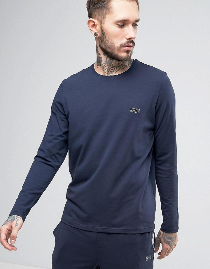 Boss By Hugo Boss Long Sleeve T-shirt In Regular Fit Navy - Navy