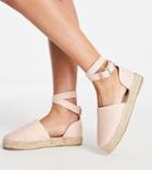 Truffle Collection Wide Fit Espadrille With Buckle Detail In Beige-neutral