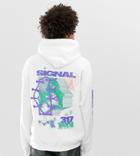 Crooked Tongues Oversized Hoodie In White With World Signal Print - White