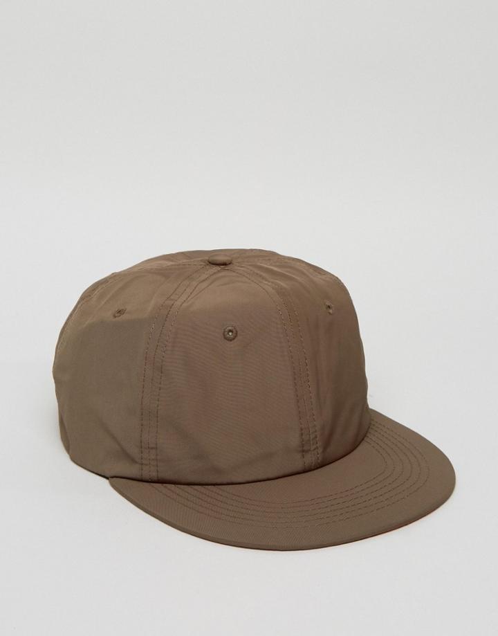 Asos Vintage Baseball Cap In Khaki With Orange Underpeak - Green