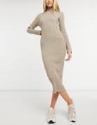 Bb Dakota Sweater Of Intent Midi Dress In Taupe-black
