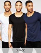 Asos T-shirt With Scoop Neck 3 Pack - Multi