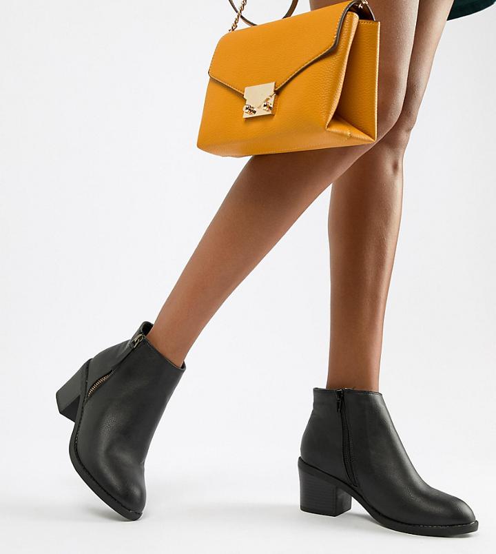 New Look Wide Fit Heeled Boot - Black