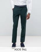 Asos Tall Slim Suit Pants In Green - Green