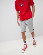 Tommy Jeans Sweat Shorts With Flag Logo In Gray Marl - Gray