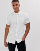 Asos Design Muscle Fit Short Sleeve Jersey Shirt In White