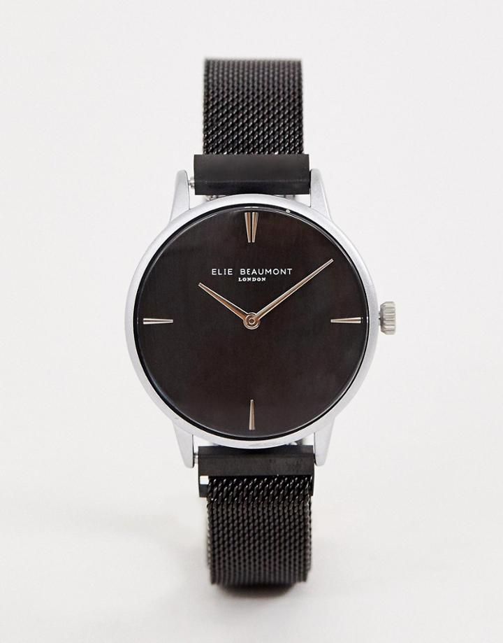 Elie Beaumont Black Mesh Watch - Black