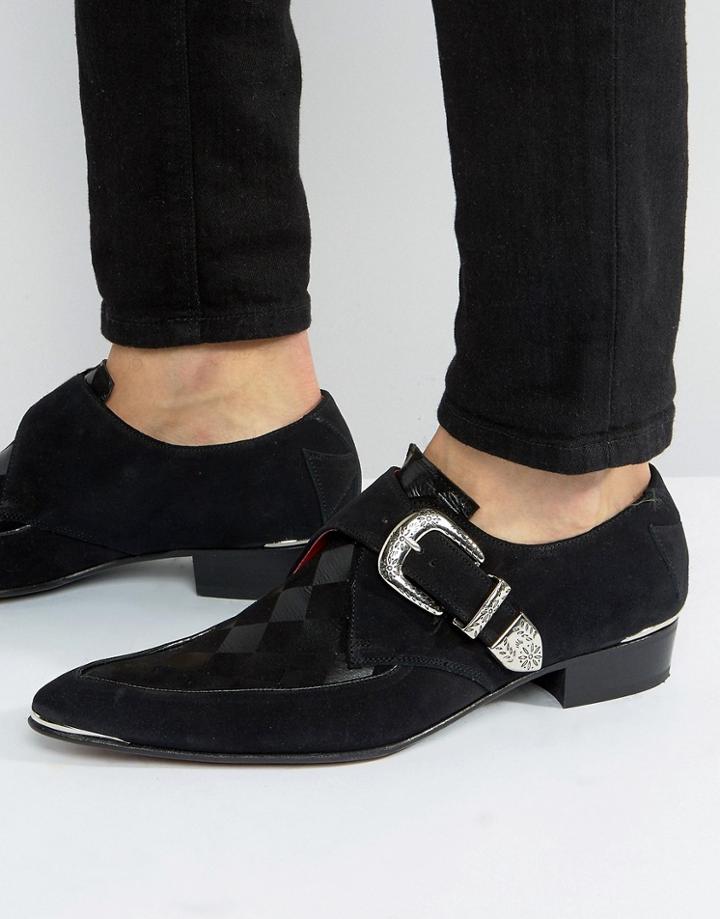Jeffery West Adam Ant Buckle Suede Shoe - Black