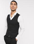 Asos Design Wedding Super Skinny Suit Suit Vest In Micro Texture In Black