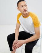 Burton Menswear Regular Fit Color Block T-shirt In Mustard And Gray - Gold