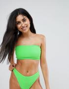 Asos Mix And Match Crinkle Bandeau Bikini Top - Green