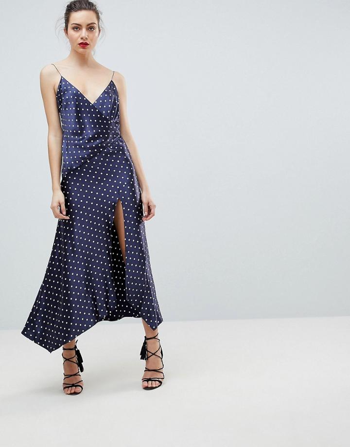 Bec & Bridge Spot Split Cami Dress - Navy