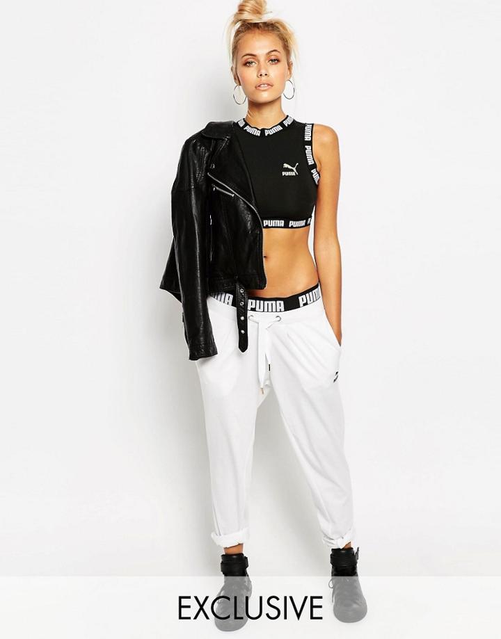 Puma Hareem Sweat Pants With Contrast Taped Waistband - Puma White